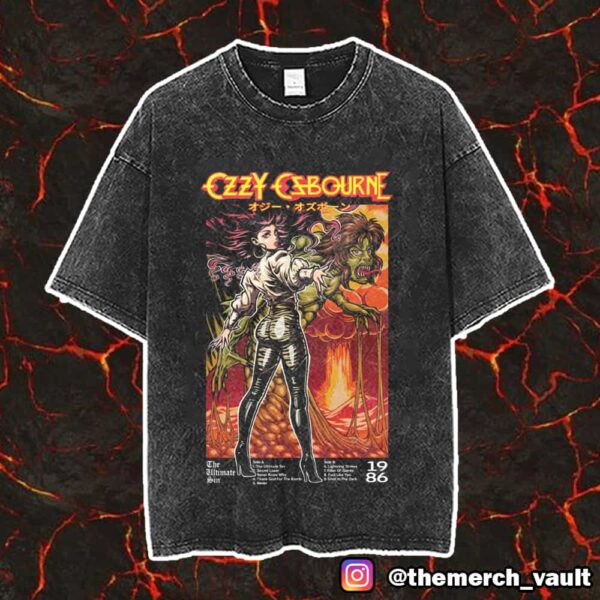Ozzy Osbourne The Ultimate Sin Anime By JPTRONWALKER Rockabillia Exclusive Vintage Washed Unisex T-Shirt