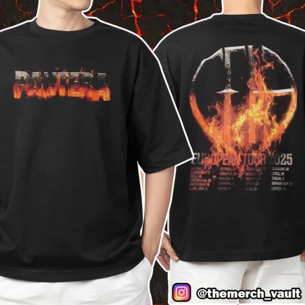 Pantera Logo European Tour 2025 With Tour Stops Print On Back Unisex T-Shirt Merchandise