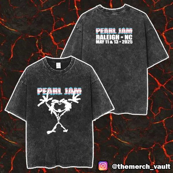 Pearl Jam Dark Matter Tour 2025 With Teen Jesus And The Jean Teasers May 11 2025 At Lenovo Center Raleigh NC Trans Stickman Event Tee Merch Unisex Washed T-Shirt
