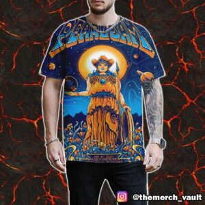 Pearl Jam Dark Matter Tour Event Poster Artwork By Helen Kennedy May 8 2025 At Nashville Bridgestone Arena With Teen Jesus And The Jean Teasers All Over Print Graphic Tee