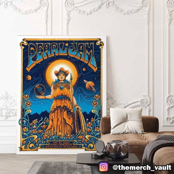 Pearl Jam Dark Matter Tour Event Poster Artwork By Helen Kennedy May 8 2025 At Nashville Bridgestone Arena With Teen Jesus And The Jean Teasers Canvas Poster