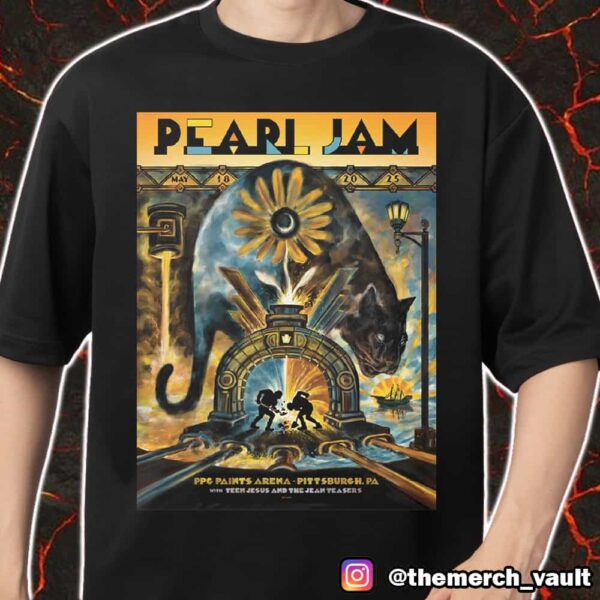Pearl Jam Dark Matter Tour May 18 2025 At PPG Paints Arena Pittsburgh PA With Teen Jesus And The Jean Teasers Event Poster By Zeb Love Merch Unisex T-Shirt
