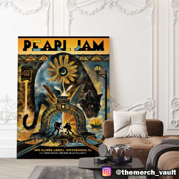 Pearl Jam Dark Matter Tour May 18 2025 At PPG Paints Arena Pittsburgh PA With Teen Jesus And The Jean Teasers Event Poster By Zeb Love Poster Canvas Home Decor