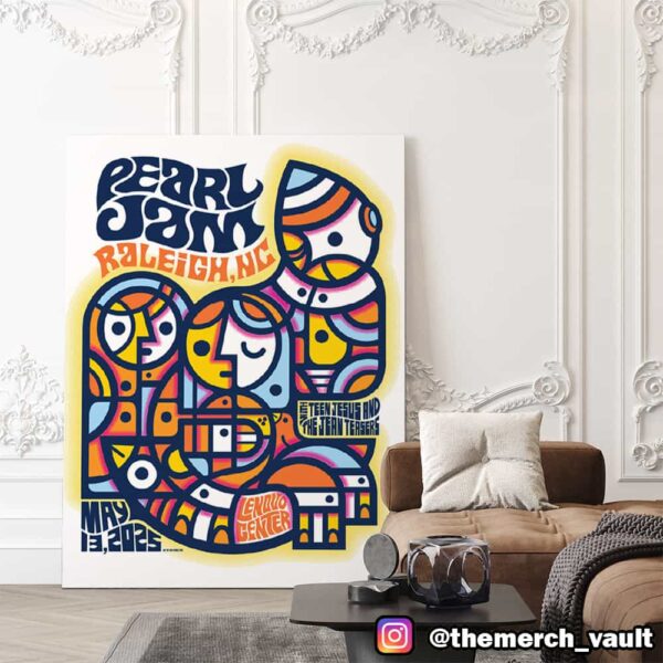 Pearl Jam Dark Matter Tour With Teen Jesus And The Jean Teasers May 13 2025 At Lenovo Center Raleigh NC Event Poster Artwork By Don Pendleton Poster Canvas Home Decor