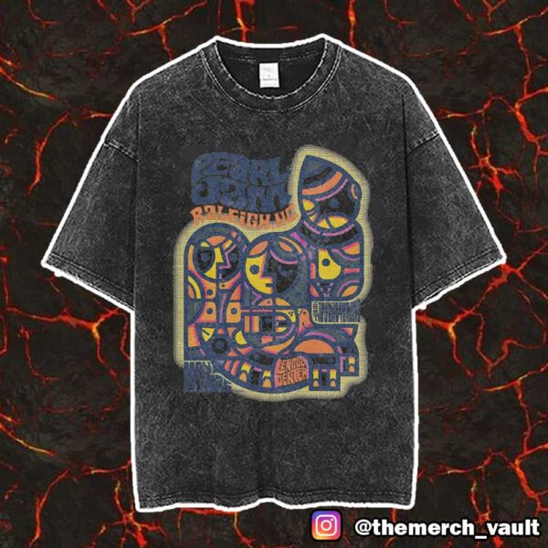 Pearl Jam Dark Matter Tour With Teen Jesus And The Jean Teasers May 13 2025 At Lenovo Center Raleigh NC Event Poster Artwork By Don Pendleton Unisex Vintage Washed T-Shirt