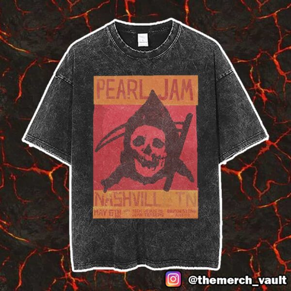 Pearl Jam Dark Matter Tour With Teen Jesus And The Jean Teasers May 6 2025 At Bridgestone Arena Event Poster Art By Matt Eddmenson Unisex Vintage Washed T-Shirt