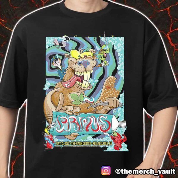 Primus Event Poster Artwork By kevinsaneart May 15 2025 At TD Pavilion At The Mann Center For The Performing Arts Merch Unisex T-Shirt