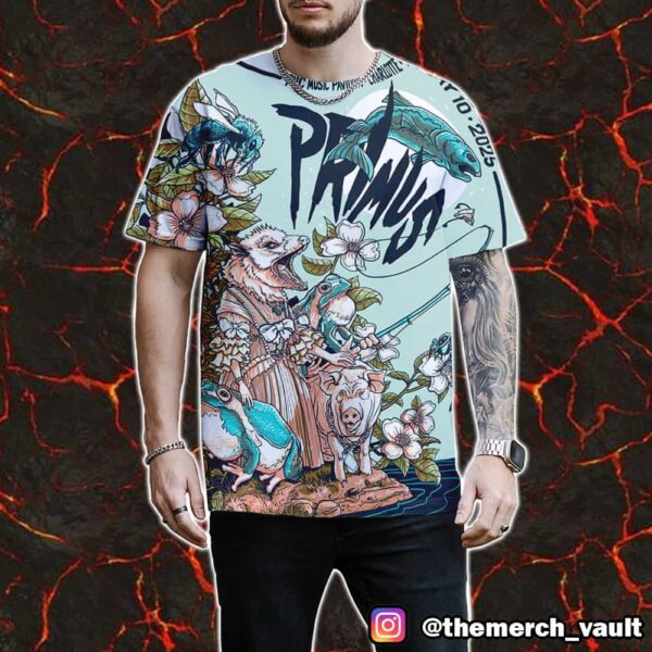 Primus May 10 2025 Event Poster By Kaia Sauter At PNC Music Pavilion Charlotte NC All Over Print Graphic Tee