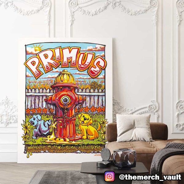Primus Poster Event Artwork By AJ Masthay May 24 2025 At Ruoff Music Center Noblesville IN Poster Canvas Home Decor