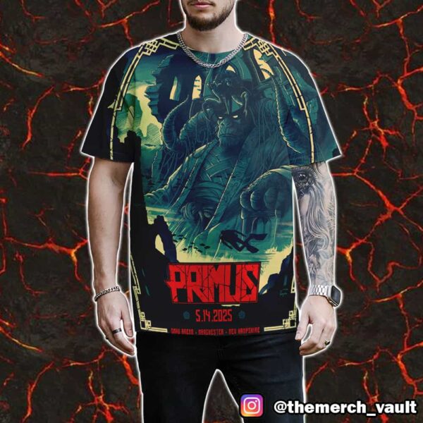 Primus Poster Event Artwork By John Guydo May 14 2025 At SNHU Arena Manchester NH All Over Print Graphic T-Shirt, Hoodie