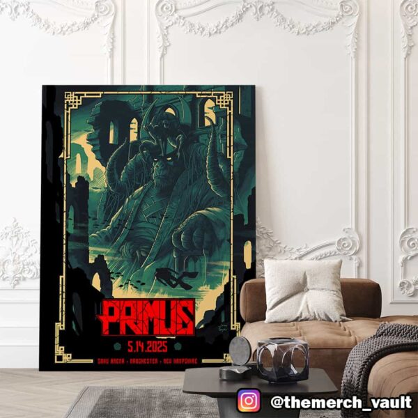 Primus Poster Event Artwork By John Guydo May 14 2025 At SNHU Arena Manchester NH Poster Canvas Home Decor