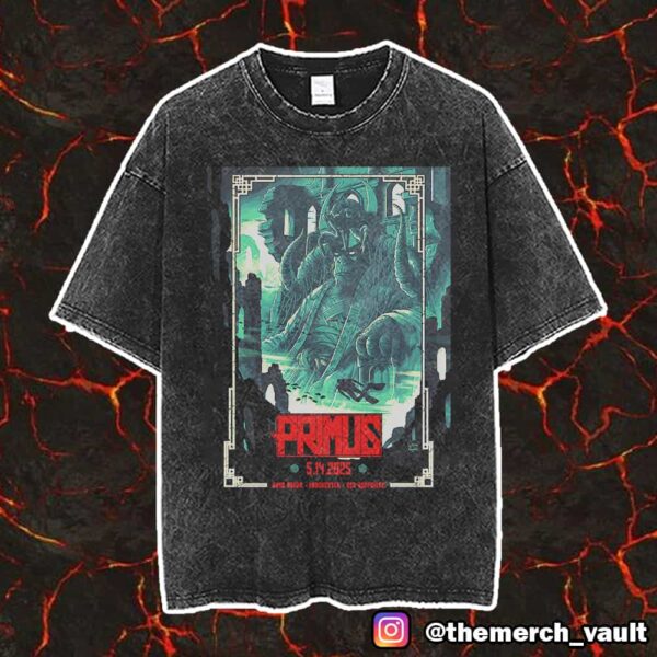 Primus Poster Event Artwork By John Guydo May 14 2025 At SNHU Arena Manchester NH Vintage Washed Unisex T Shirt