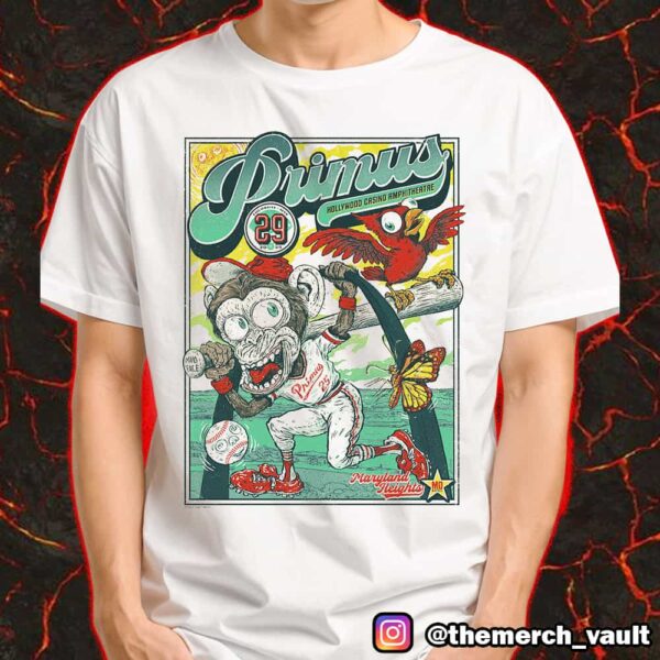 Primus Poster Event Show Artwork By Garrett Morlan May 29 2025 At Hollywood Casino Amphitheatre Maryland Heights MO Merchandise Unisex T-Shirt