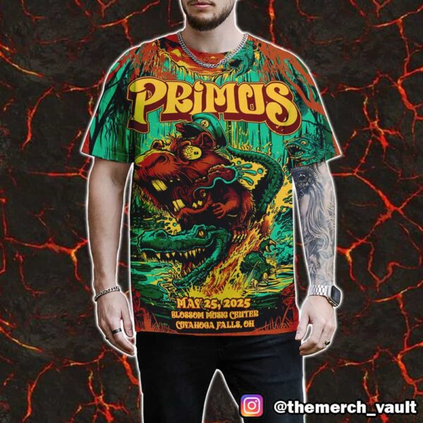 Primus Tonight Poster Show Design Artwork By Paul Felmer May 25 2025 At Blossom Music Center Cuyahoga Falls OH All Over Print Graphic T-Shirt, Hoodie