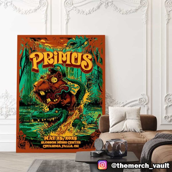 Primus Tonight Poster Show Design Artwork By Paul Felmer May 25 2025 At Blossom Music Center Cuyahoga Falls OH Poster Canvas Home Decor