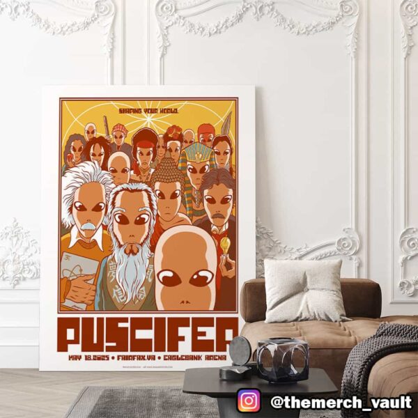 Puscifer Event Poster Artwork By Jermaine Rogers May 18th 2025 At EagleBank Arena Fairfax VA Poster Canvas Home Decor