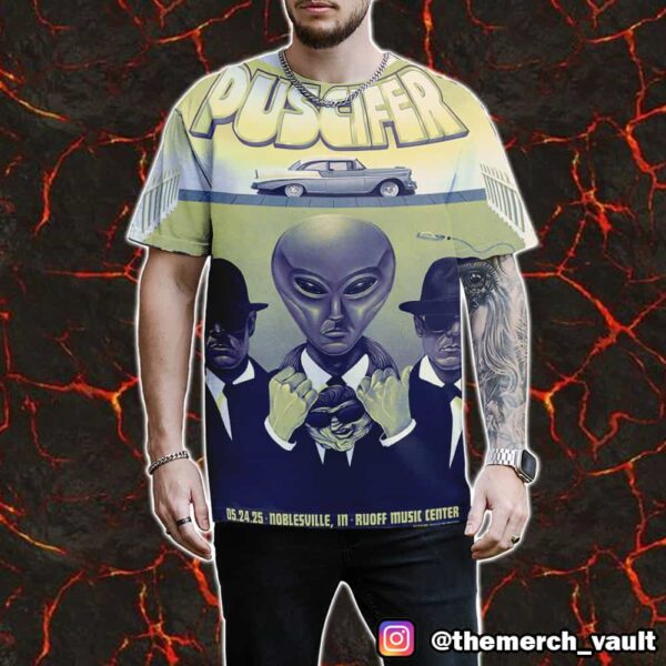 Puscifer Poster Event Artwork By Paul Kreizenbeck May 24 2025 At Ruoff Music Center Noblesville IN All Over Print Graphic T-Shirt, Hoodie