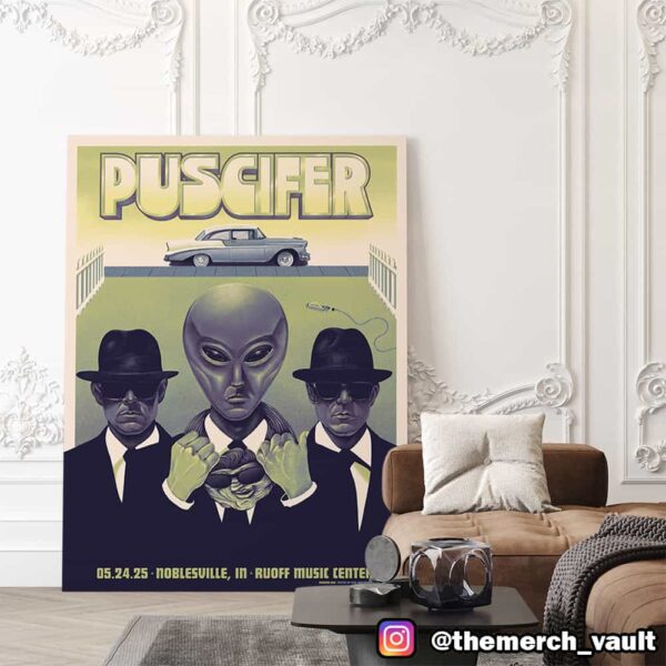 Puscifer Poster Event Artwork By Paul Kreizenbeck May 24 2025 At Ruoff Music Center Noblesville IN Poster Canvas Home Decor