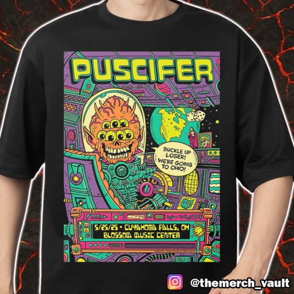 Puscifer Tonight Poster Show Design Artwork By PHIL GUY May 25 2025 At Blossom Music Center Cuyahoga Falls OH Merch Unisex T-Shirt