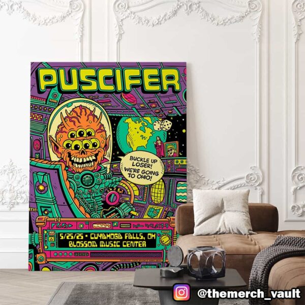 Puscifer Tonight Poster Show Design Artwork By PHIL GUY May 25 2025 At Blossom Music Center Cuyahoga Falls OH Poster Canvas Home Decor