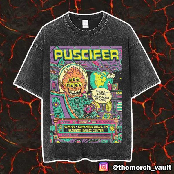 Puscifer Tonight Poster Show Design Artwork By PHIL GUY May 25 2025 At Blossom Music Center Cuyahoga Falls OH Vintage Washed Unisex T-Shirt