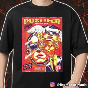 Puscifer Wearable Mask Redacted May 2 2025 At Rogers AR Walmart AMP As Seen In Area 51 Poster Show By Jeremy Packer Merch Unisex T-Shirt