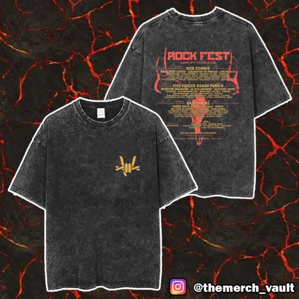 Rock Fest Amplify Your Soul The Largest Rock And Camping Event In The US July 16-17-18-19 2025 Official Line-up Merch Unisex Two Sided Washed T-Shirt