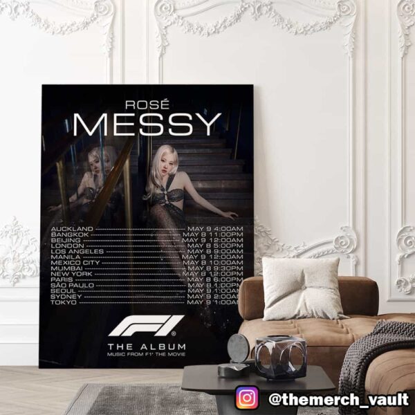 Rose Blackpink The Album Music From F1 The Movie Messy Tour Dates 2025 Poster Canvas Home Decor