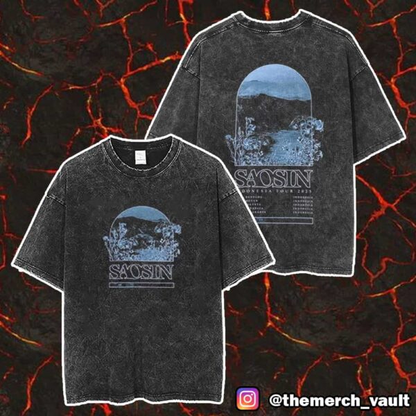 Saosin Brand New Official Indonesia Tour 2025 Tour Dates Backprint Merch Unisex Two Sided Washed T-Shirt