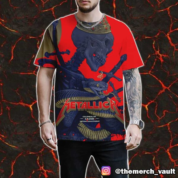 Second Night Metallica M72 Sonic Temple North American Tour May 11 2025 At Historic Crew Stadium Columbus OH Poster Show By Vance Kelly All Over Print Graphic Tee