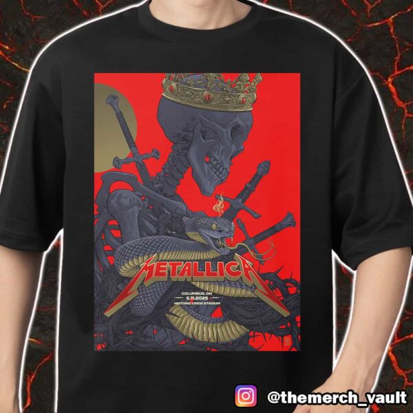 Second Night Metallica M72 Sonic Temple North American Tour May 11 2025 At Historic Crew Stadium Columbus OH Poster Show By Vance Kelly Merch Unisex T-Shirt