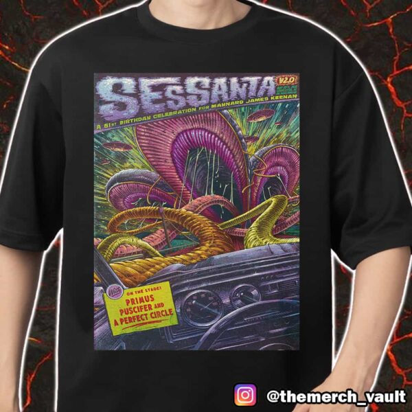 Sessanta V2.0 61st Birthday Celebration For Maynard James Keenan Event Poster By Max Mahn May 10 2025 At Charlotte NC PNC Music Pavilion Merch Unisex T-Shirt