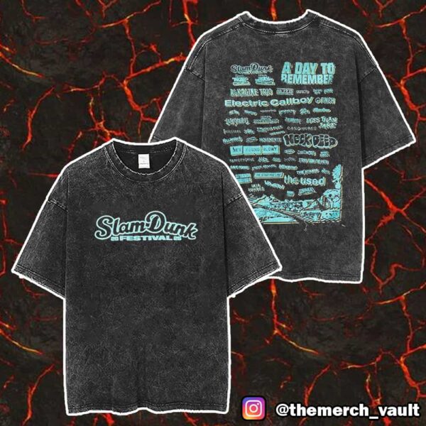 Slam Dunk Festival 2025 Line Up 24-25 May At Hatfield And Leeds Merch Unisex Two Sided Washed T-Shirt