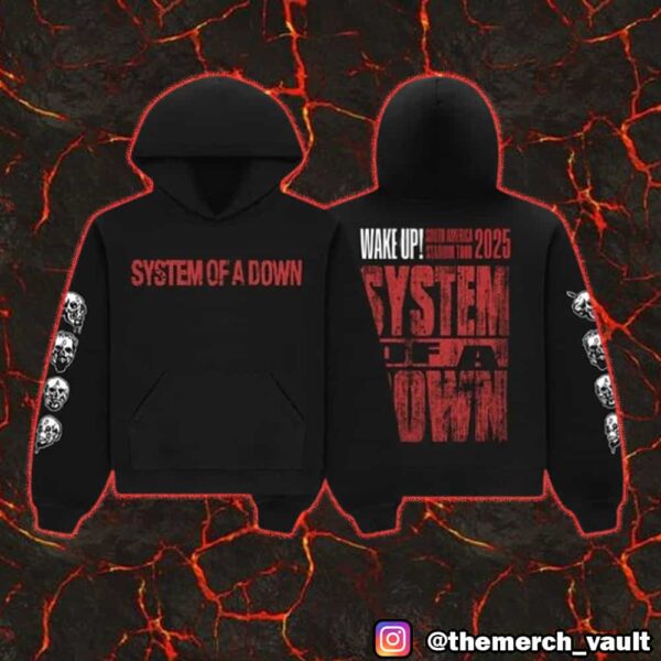 System Of A Down Wake Up South America Stadium Tour 2025 Merchandise All Over Print Graphic Hoodie