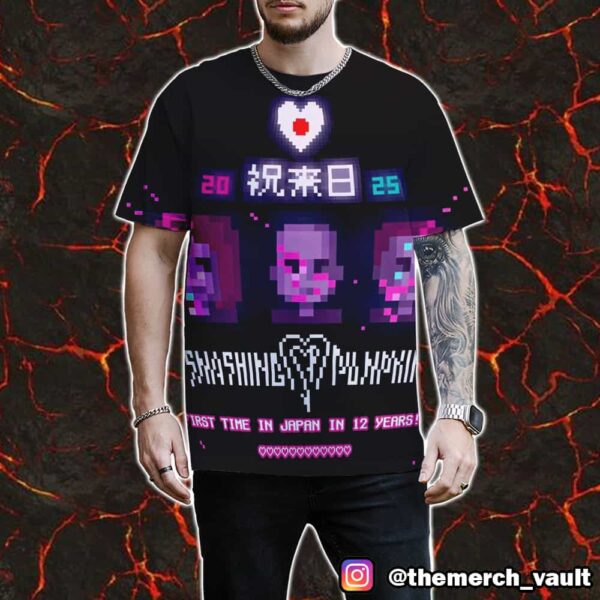 The Smashing Pumpkins Back To Japan This September 2025 Pixel Artwork By Miyulilly First Time In Japan In 12 Years All Over Print Graphic T-Shirt, Hoodie