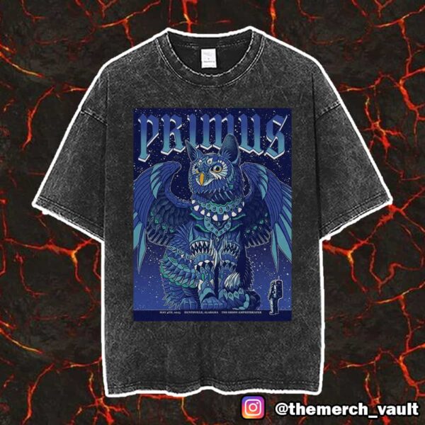 Tonight’ s Poster Show For Primus At Huntsville May 4 2025 The Orion Amphitheater By Ben Kwok Unisex Vintage Washed T-Shirt
