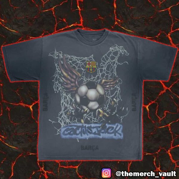 Travis Scott Cactus Jack x FC Barcelona Washed Spray Logo Unisex T-Shirt