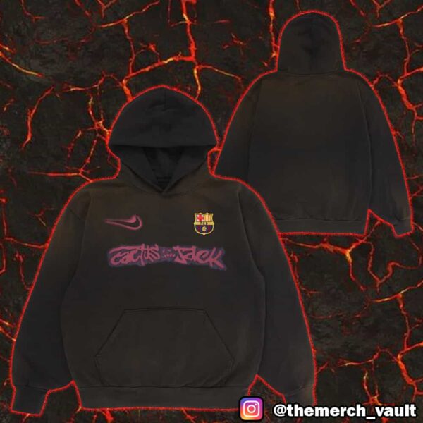 Travis Scott Cactus Jack x Nike Swoosh x FC Barcelona Spray Logo Hoodie