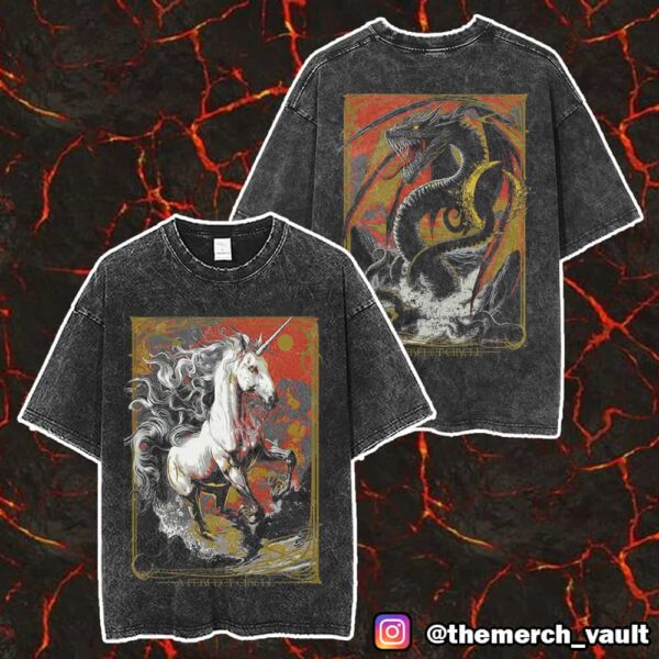 A Perfect Circle 61st Maynard James Keenan Birthday June 6 2025 Unicorn And Dragon Artwork Poster Event By Carin Cronacher At Cascades Amphitheater Washed Unisex T-Shirt