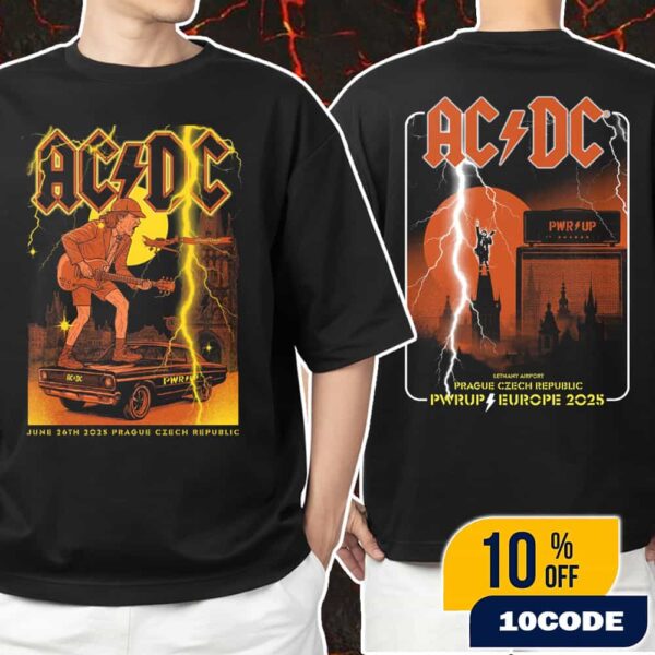 AC/DC PWR UP Europe Tour June 26th 2025 At Letnany Airport Prague Czech Republic Tour Tee Artwork Unisex T-Shirt Merchandise