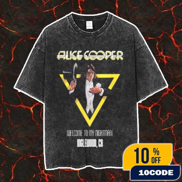 Alice Cooper Welcome To My Nightmare World Tour 2025 At Inglewood CA Washed T-Shirt