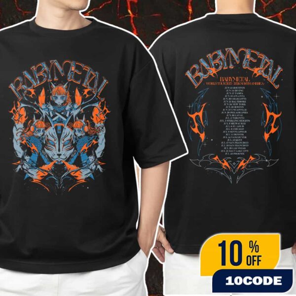 Babymetal World Tour 2025-2026 North American With Tour Dates Backprint 123 Thunder Tee Version Unisex T-Shirt