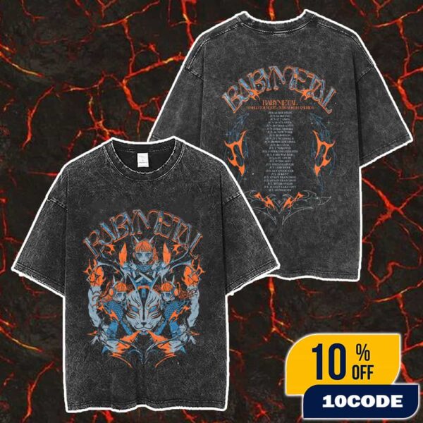 Babymetal World Tour 2025-2026 North American With Tour Dates Backprint 123 Thunder Tee Version Unisex Washed T-Shirt