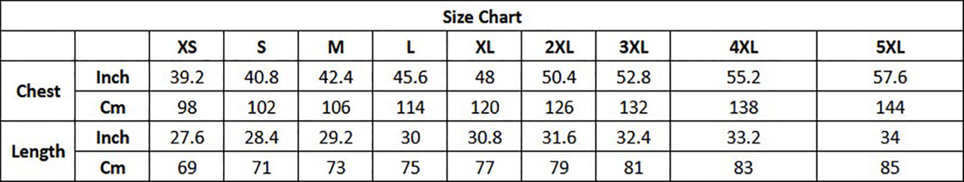 Basketball Jersey Size Chart