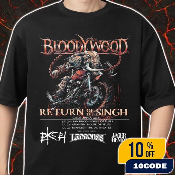 Bloodywood Return Of The Singh California 2025 Tour Dates With Ekoh x Ladrones x Jager Henry Merch Unisex T-Shirt