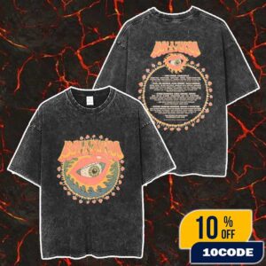 Bonnaroo Music And Arts Festival Eye Artwork With Line Up Backprint June 12-15 2025 At Manchester TN Merch Unisex Two Sided Washed T-Shirt