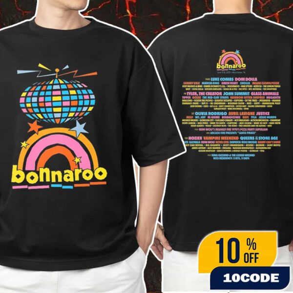 Bonnaroo Music And Arts Festival June 12-15 2025 At Manchester TN Disco Ball Artwork With Line Up Unisex T-Shirt Merchandise