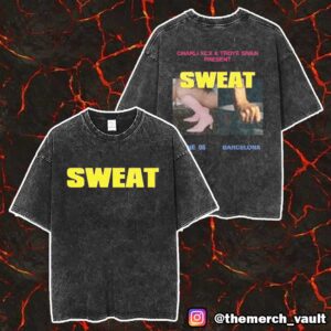 Charli XCX x Troye Sivan Present Sweat Europe Tour 2025 In Barcelona At June 5 Merch Unisex Two Sided Washed T-Shirt