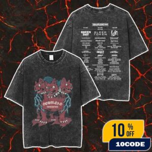 Download Festival June 13-15 2025 At Donington Park Leicestershire Cerberus With Line Up Backprint Merch Unisex Two Sided Washed T-Shirt