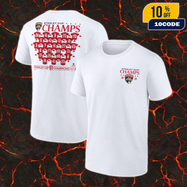 Florida Panthers 2025 Stanley Cup Champions Jersey Roster Unisex Two Sides T-Shirt
